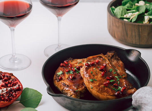 Pinot Noir + Pork Chops with Pomegranate Balsamic Glaze